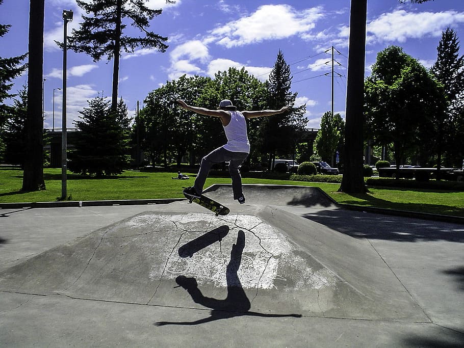 Salem, Oregon, Skateboarder, Marion Park, foto, fotos, dominio público, Estados Unidos, al aire libre, deporte