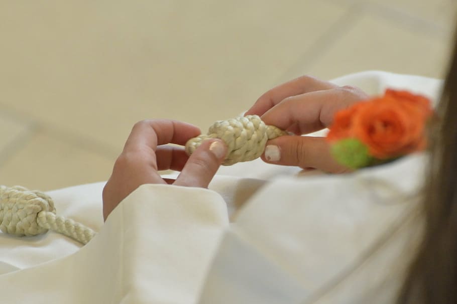 first communion, liturgy, spirituality, holding, human hand, hand, one person, human body part, indoors, flower