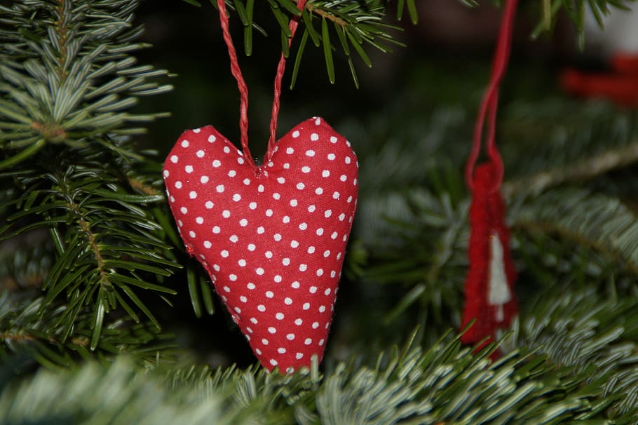Heart, Tilda, Christmas, red, tree decorations, fir, christmas ornaments, decoration, christmas decorations, christmas eve
