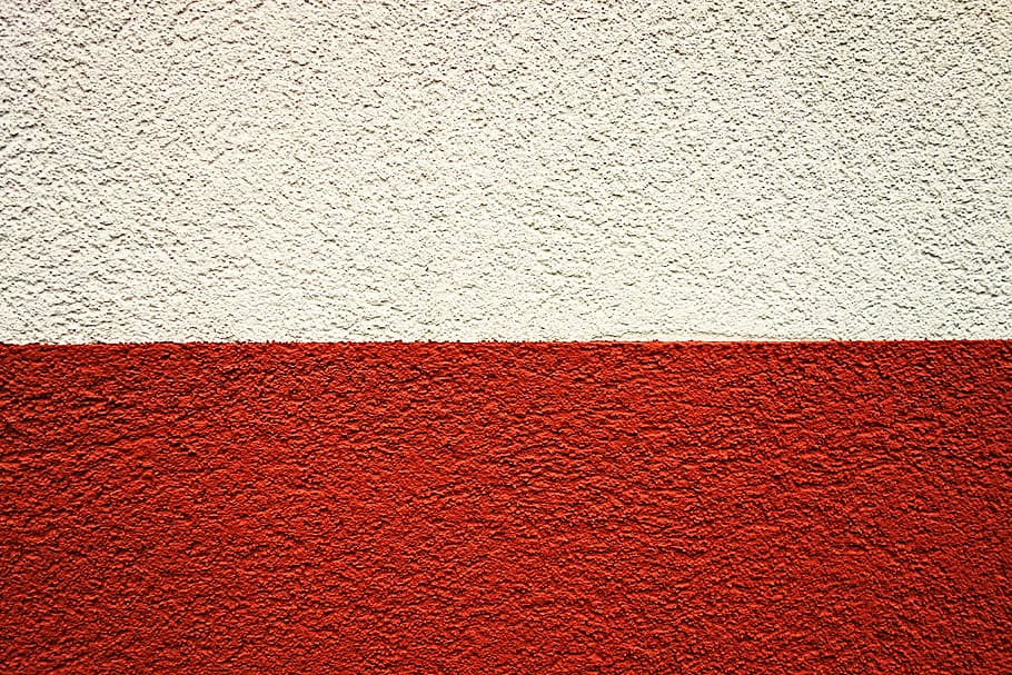dinding, beton, dinding beton, dinding merah dan putih, band, warna ganda, permukaan kasar, kasar, latar belakang, latar belakang dinding