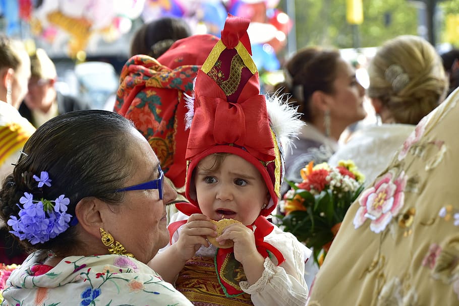 folklore, devotion, flowers, pillar, saragossa, celebration, event, women, females, child
