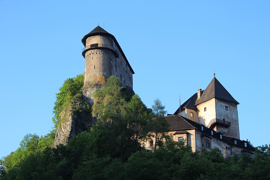 arquitetura, torre, velho, viagem, castelo, gótico, eslováquia, castelo orava, turismo, medieval
