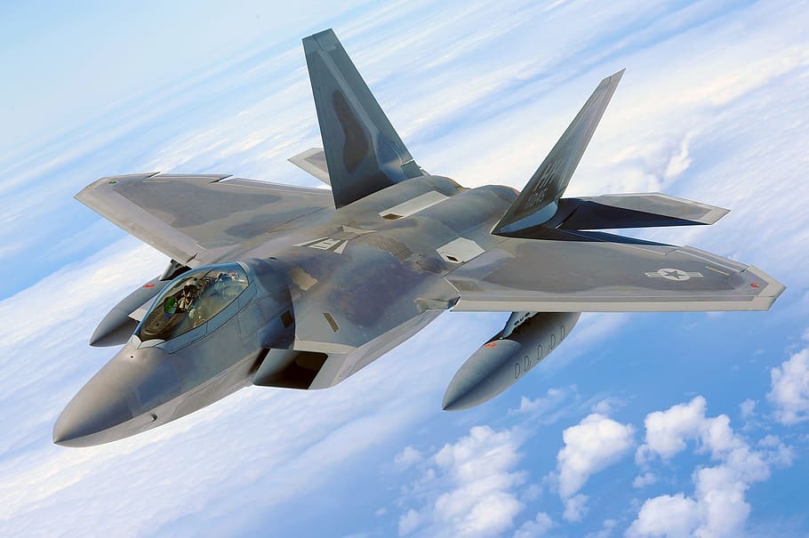 gris, avión de combate 3, 3d, papel tapiz, rapaz militar, jet, f-22, avión, caza, vuelo