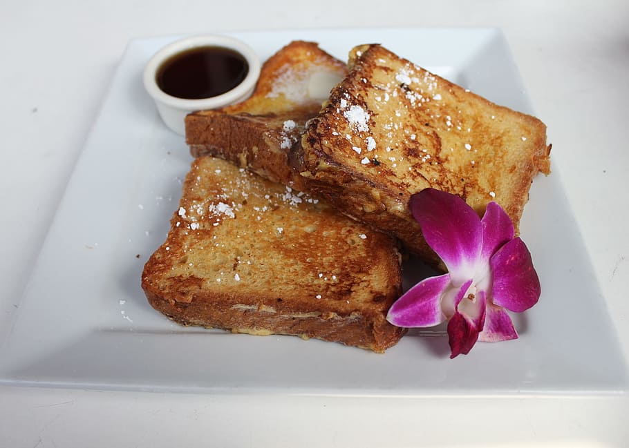 french toast, brunch, syrup, foodie, orchid, eat, breakfast, delicious, freshness, food