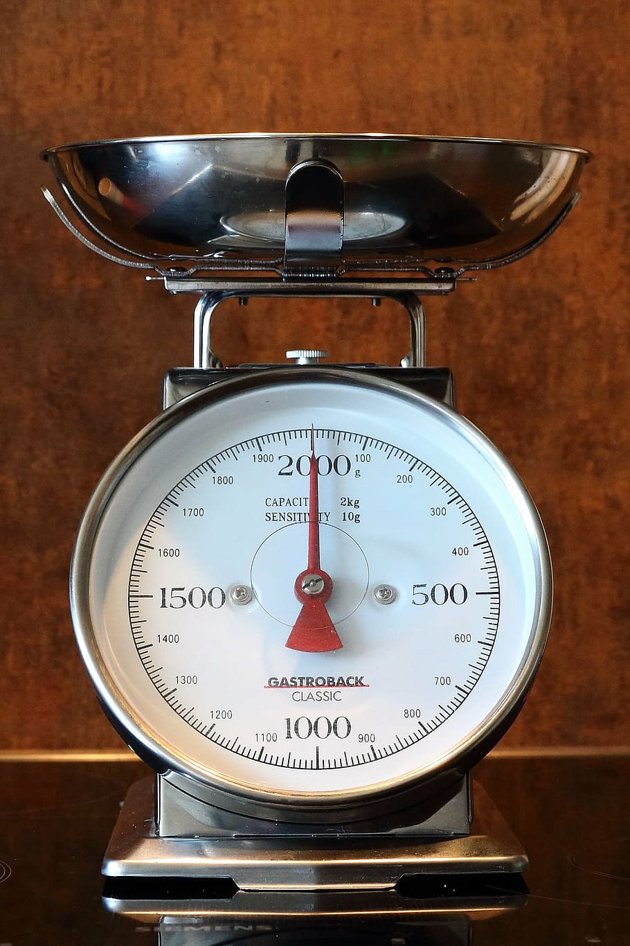 gray, stainless, steel analog scale, 2000, horizontal, kitchen scale, kitchen utensil, weigh, kitchen, budget