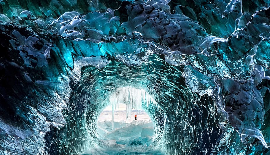 cave, ice, cold, frozen, mysterious, adventure, blue, winter, glacier, water | Pxfuel