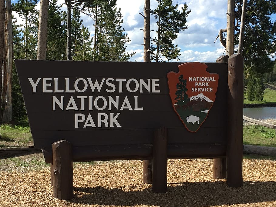 yellowstone, national, park, Yellowstone National Park, Sign, text, western script, day, communication, outdoors