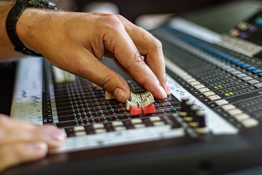 mixing console, hands, sound, music, festival, hand, acoustic, human hand, one person, technology
