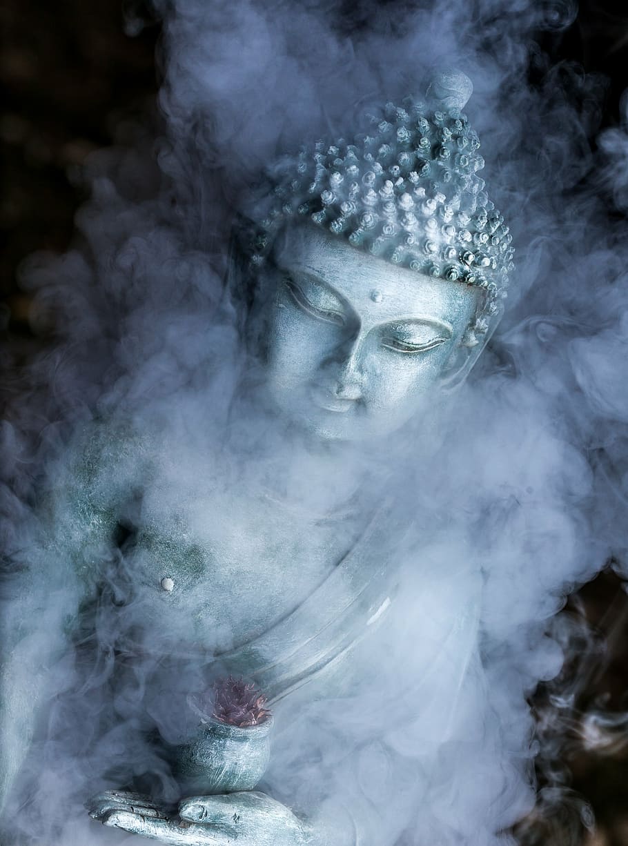 Gautama Buda, fumar, vape, Buda, estatua, budismo, religión, Asia, budista, escultura