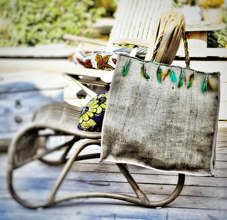 Mode, Novelty, Corsican, Bag, summer, sackcloth, outdoors, day, close-up, focus on foreground