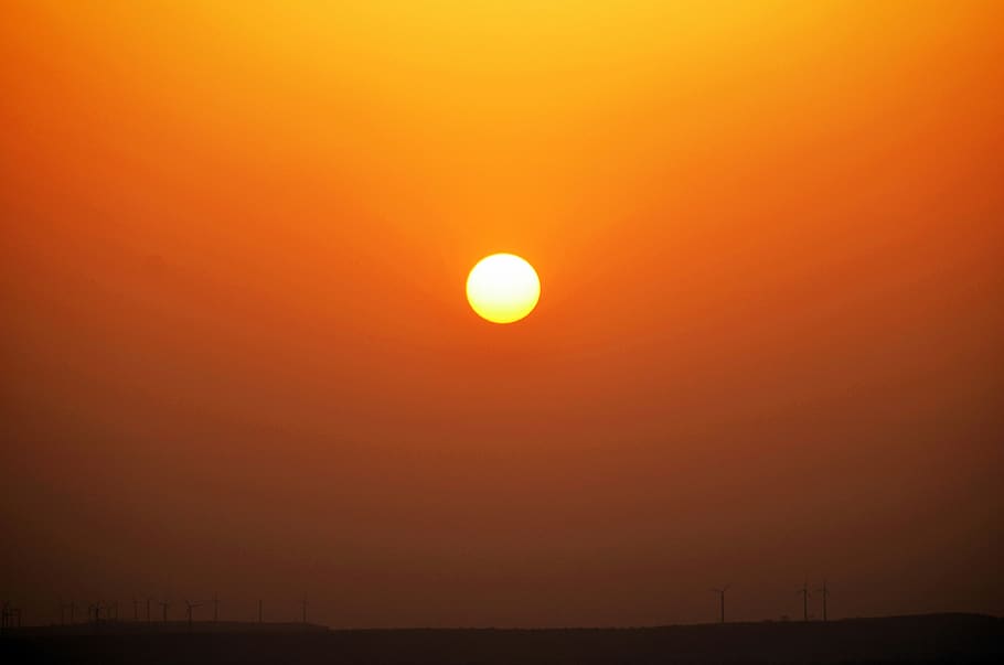 sun rise, morning, early morning, sun, windmill, sky, sunset, beauty in nature, scenics - nature, orange color