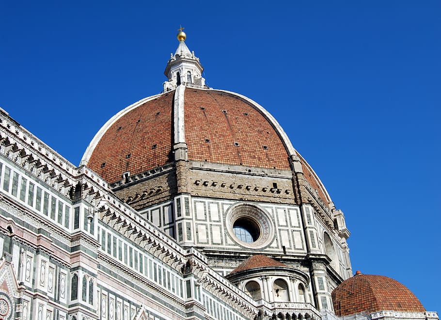 white, brown, concrete, capitol, dome, duomo, cathedral, brunelleschi, florence, tuscany