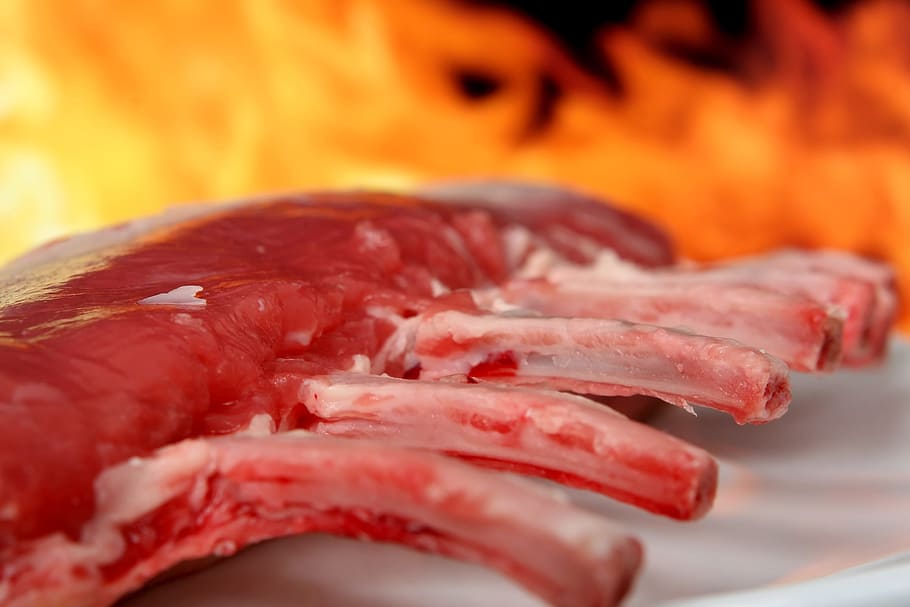 raw, meat ribs, fire, abstract, american, background, barbecue, barbeque, bbq, beauty