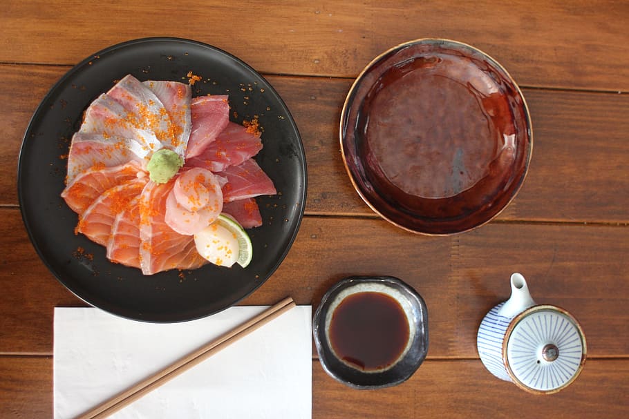 sushi, sashimi, salmón, atún, pescado, mariscos, japonés, cocina, asiático, japón