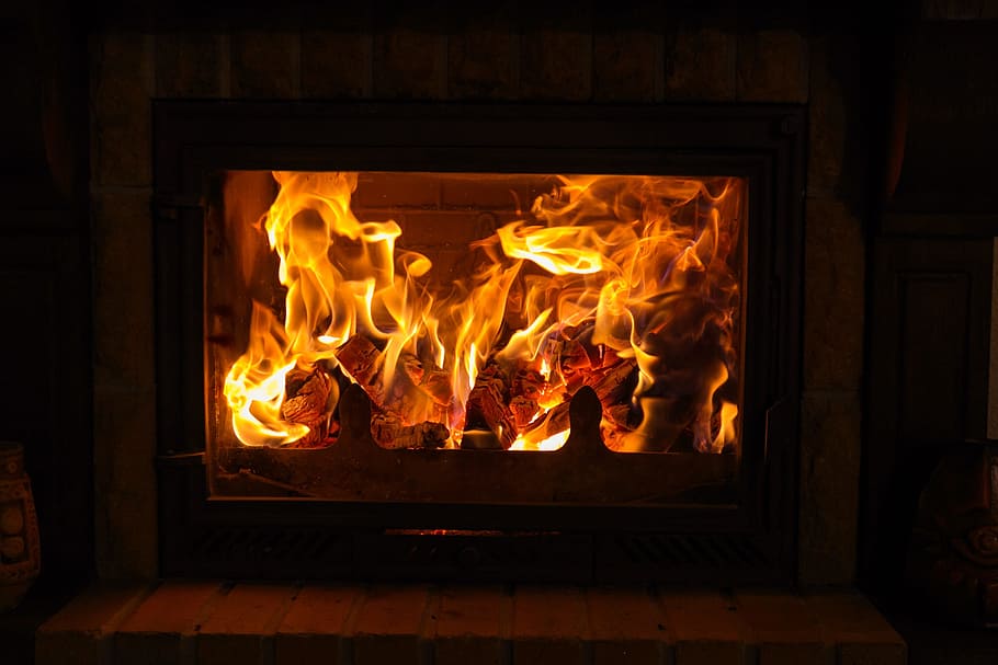 Ilustración de chimenea negra, calor, fuego, llama, quemadura, chimenea, leña, fuego - fenómeno natural, ardor, calor - temperatura