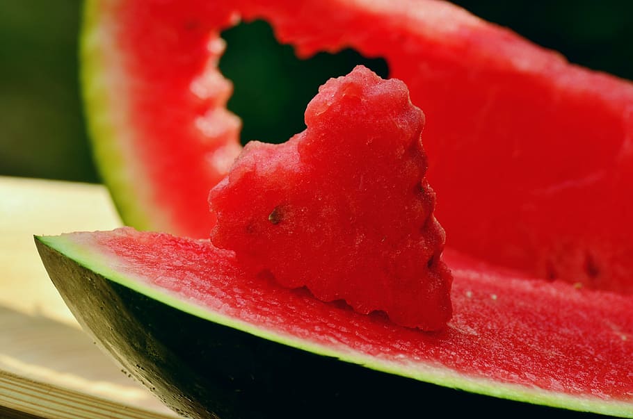 em forma de coração, esculpida, fruta melancia, melão, melancia, fruta, vermelho, polpa, suculento, refresco