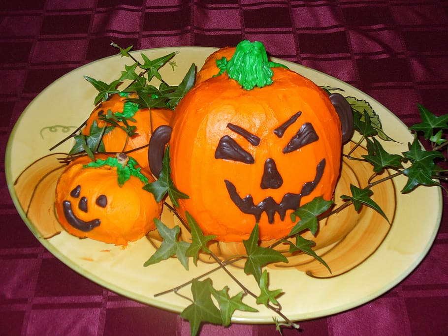 pastel de calabaza, naranja, halloween, estacional, calabaza, jack-o-lantern, comida, comida y bebida, cara antropomórfica, cara
