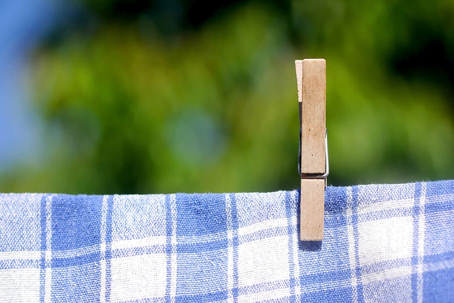 clip, dishcloth, summer, clothes line, clothes peg, depend, dry, sun, wood - material, focus on foreground