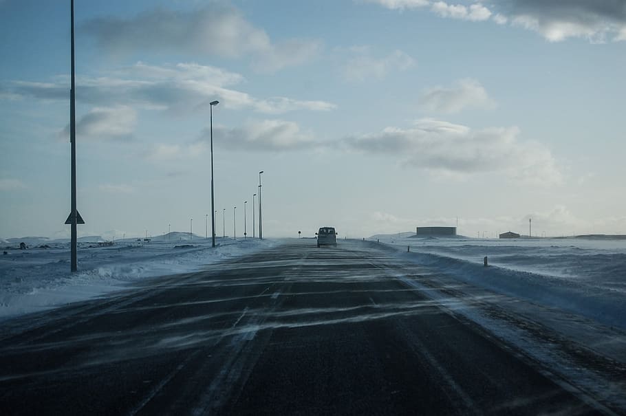 black asphalt road, winter, ice, snow, road, drive, cold, season, weather, ze