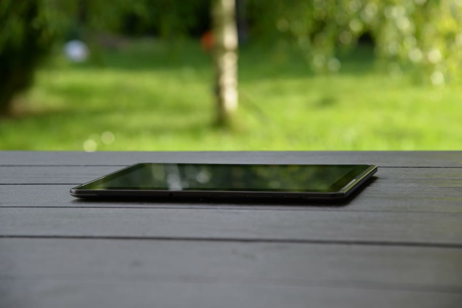 black, tablet computer, screen, table, tablet, technology, garden, leisure, recovery, monitor