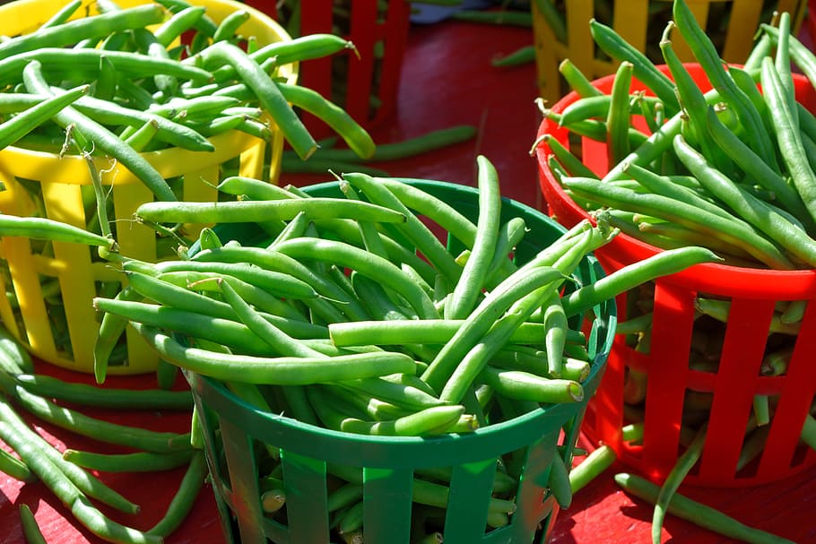 string beans, basket, for sale, market, vendor, food, fresh, healthy, sale, green