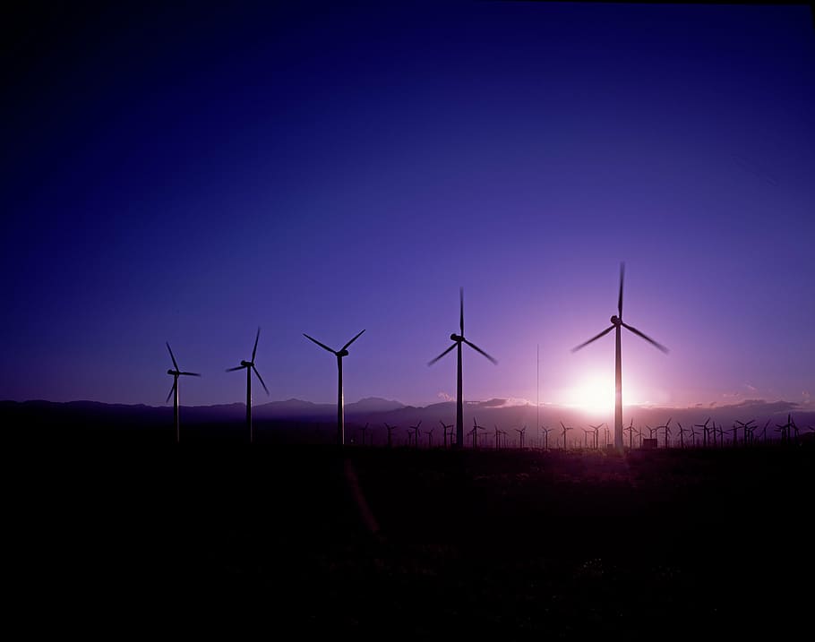 five white windmills, windräder, energy, wind power, environmental technology, wind energy, environment, wind power plant, renewable energy, alternative