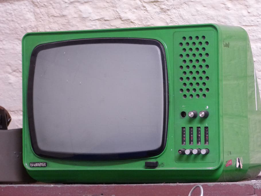 green, black, tv, antique, monument, television and radio, the receiver, picture tube, green color, close-up