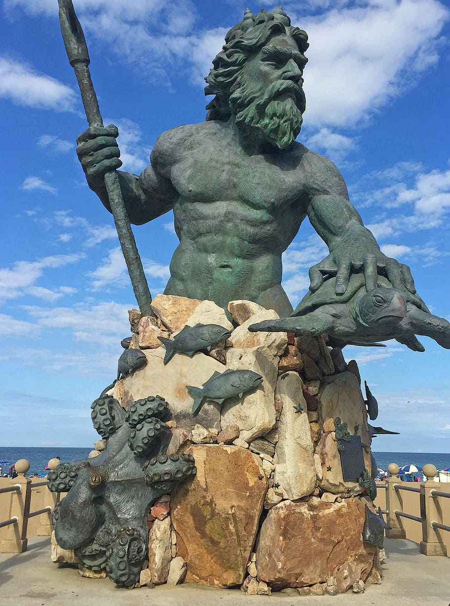 Neptuno, estatua, Virginia Beach, Virginia, estatua de neptuno, monumento, lugares de interés, escultura, punto de referencia, lugar famoso