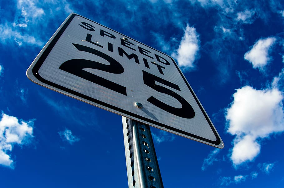 制限速度25看板, 道路, 標識, 速度, 制限, 道路標識, 空, 看板, 青, メッセージ