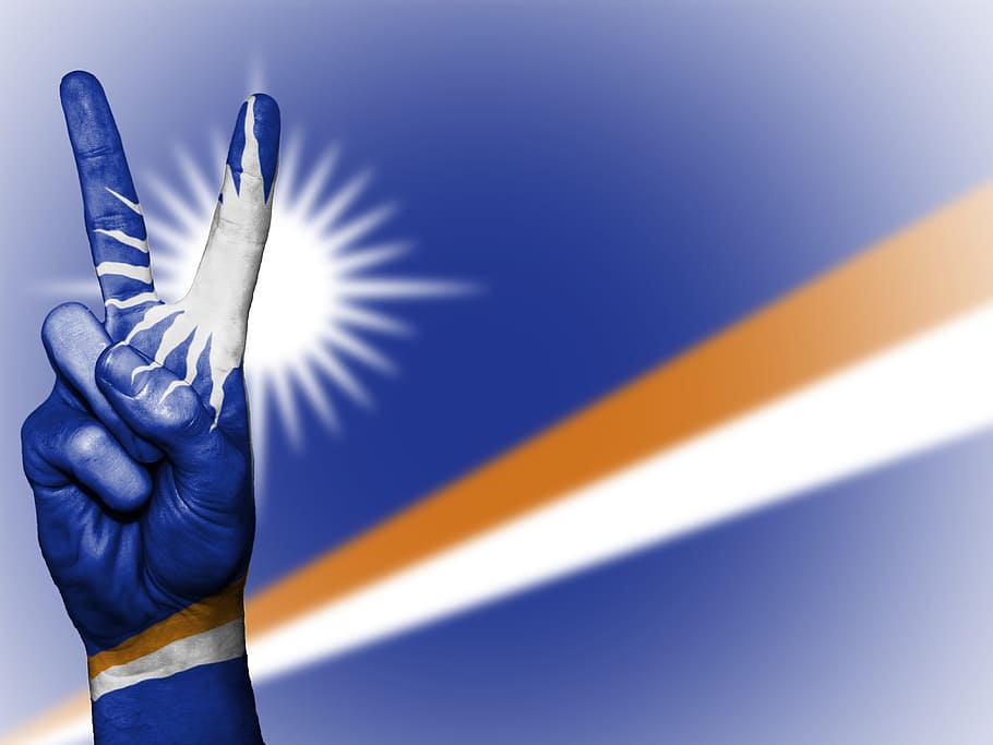 Islas Marshall, paz, mano, nación, fondo, pancarta, colores, país, bandera, icono