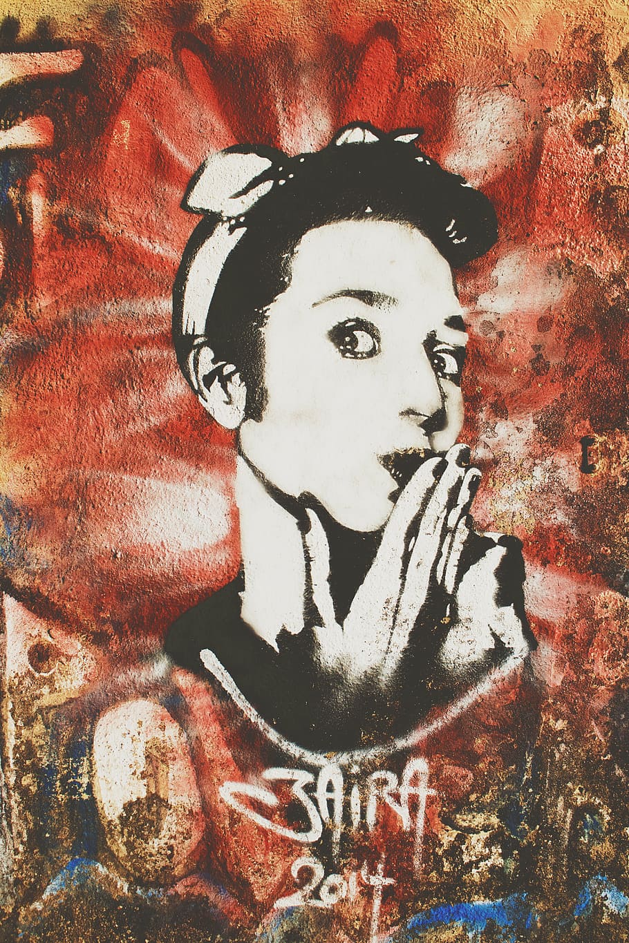 zaira 2014絵画, アート, グラフィティ, 絵画, ストリートアート, 壁, 壁の芸術, 赤, 人なし, クローズアップ