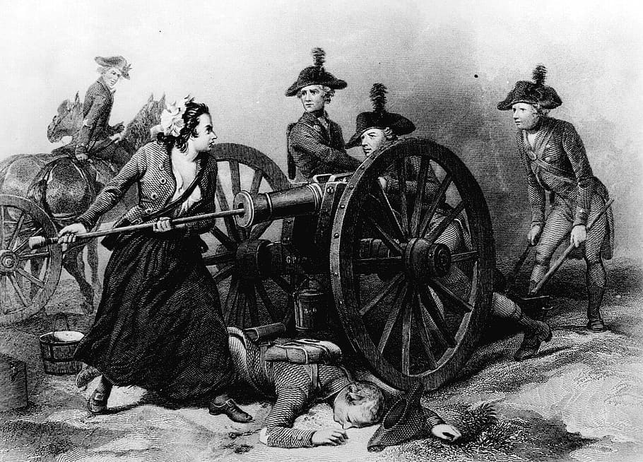 taking, part, battle, monmouth, Molly Pitcher, American Revolution, cannon, independence, legend, public domain