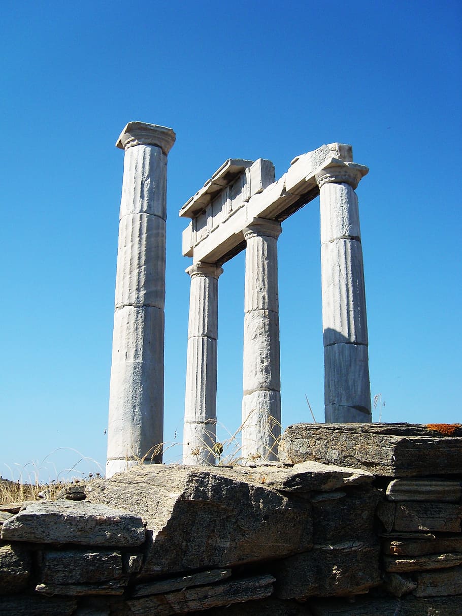 kolom, antik, kolom kuno, kuil pertapaan, naxos, yunani, cyclades, liburan, perjalanan, kuil