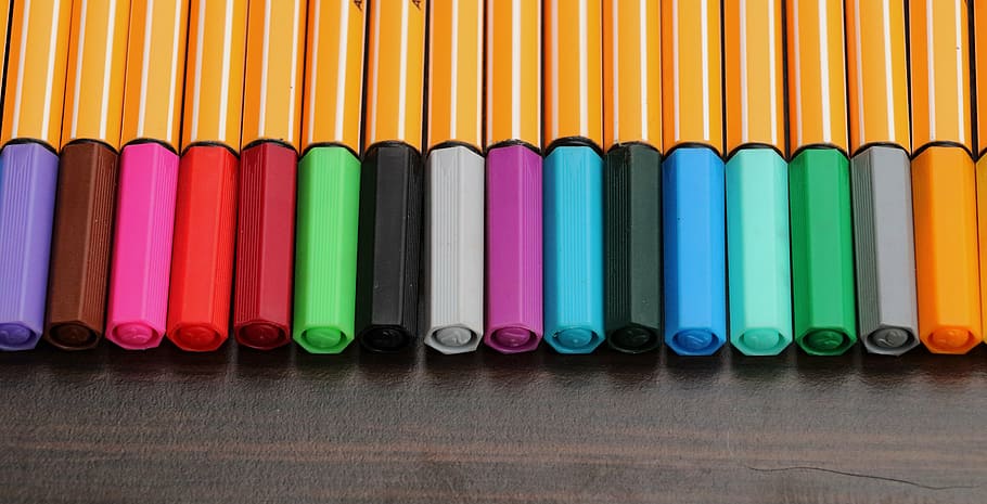 colored pencils, colorful, paint, color, art, painter, painting, leave, felt tip pens, pens