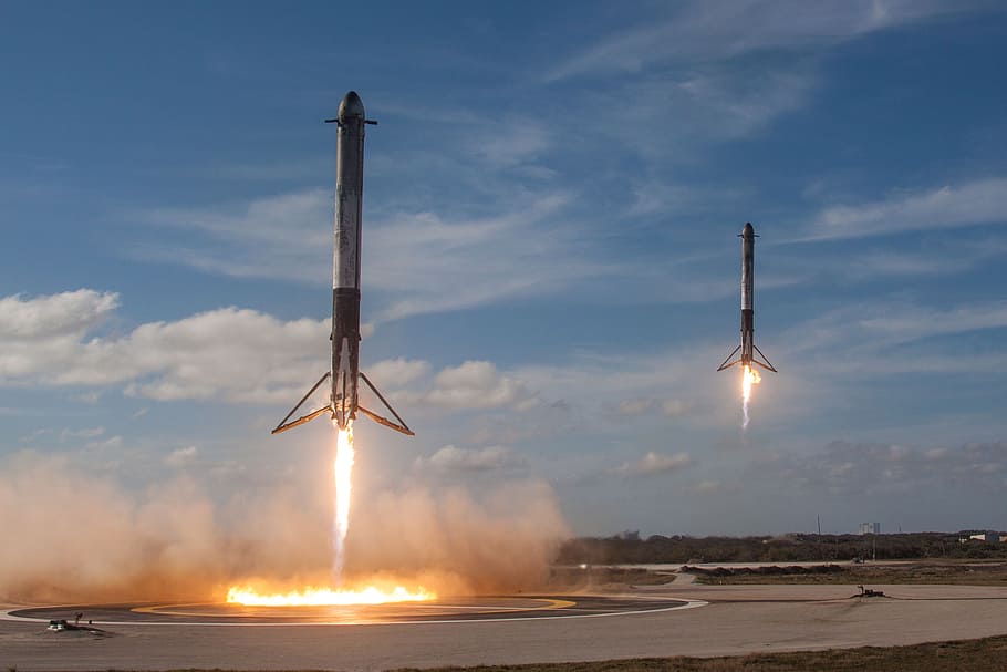 Falcon Heavy, Demo, Misión, misil, durante el día, cielo, nube - cielo, naturaleza, nadie, transporte