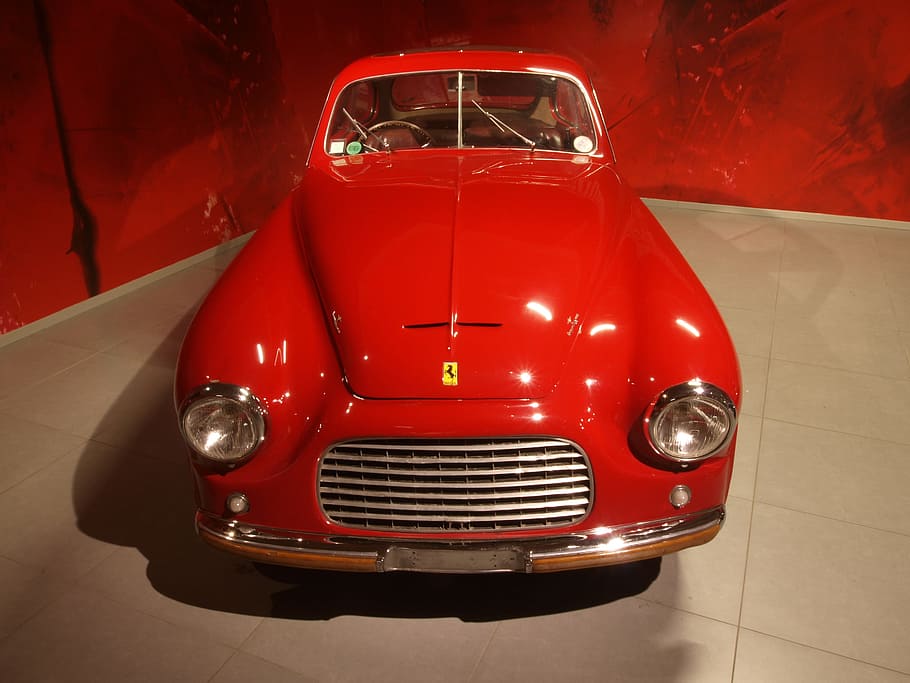 vintage, merah, ferrari coupe, 1949, mobil, mesin, pembakaran internal, kendaraan, kendaraan bermotor, roda