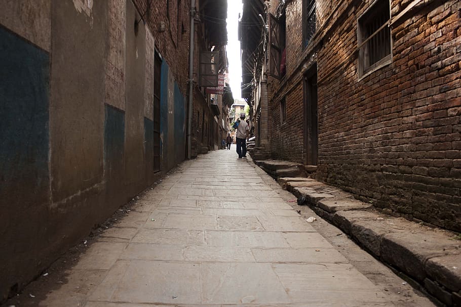alley, alleys, architecture, bhaktapur, building, architectural, built structure, building exterior, direction, city