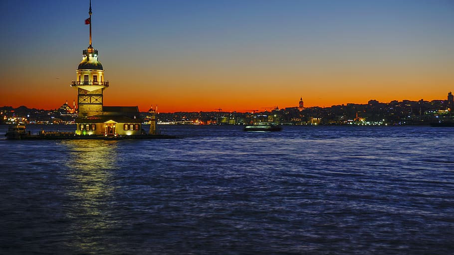 menara gadis kiz kulesi, menara gadis, Istanbul, laut, Turki, langit, lanskap, üsküdar, perdamaian, Arsitektur