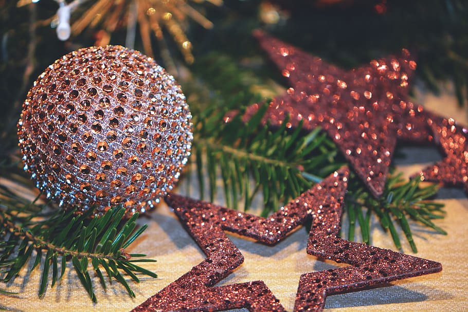 tiro, Closeup, Decorações de natal, vários, natal, decoração, celebração, inverno, férias, enfeite de natal