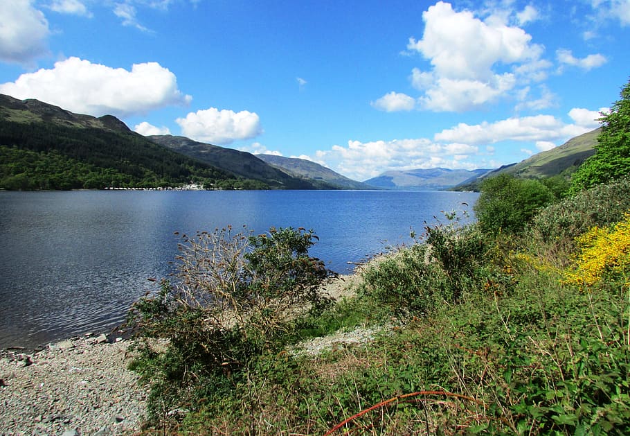 Escocia, Loch Earn, lago, escocés, paisajes, tierras altas, montañas, nube - cielo, naturaleza, paisaje