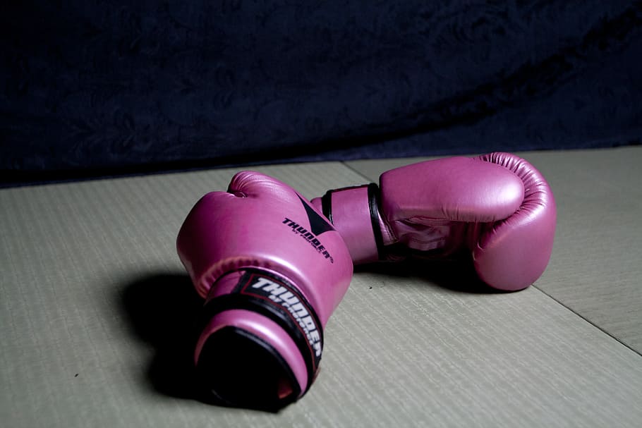 pair, pink, black, boxing gloves, boxing, gloves, sport, glove, boxer, fight
