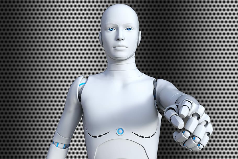 robô branco, robô, cyborg, futurista, andróide, cibernética, inteligência, representação humana, representação, tecnologia