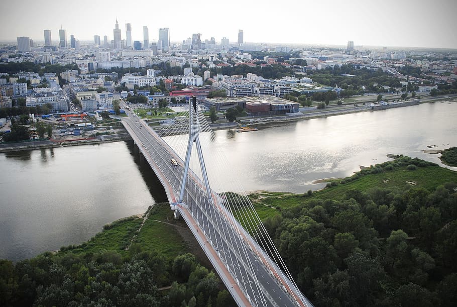 warsaw, the capital of the, poland, city, bridge, the city centre, street, architecture, building exterior, built structure