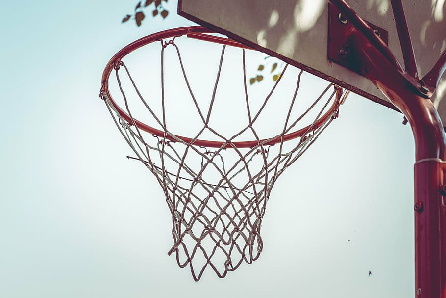 white, red, basketball hoop photography, basketball, network, sport, play, ball sports, basketball Hoop, basketball - Sport