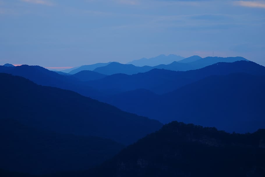 シルエット, 山, 全体, 雲, 韓国, 選択, 時間以来の人々, 日没, カメラをマウント, 風景-自然