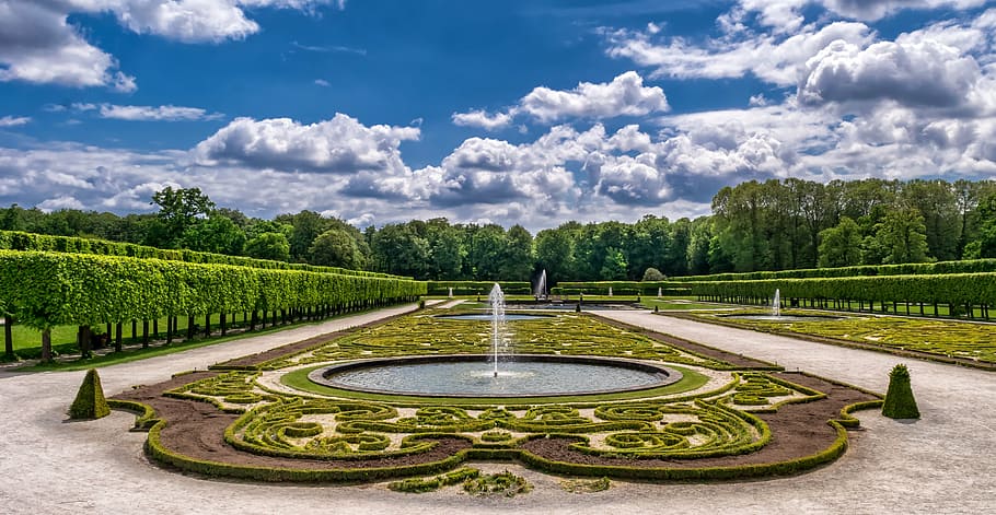 taman pada siang hari, taman, kastil, seni, hortikultura, barok, desain taman, diterapkan, Prancis, air