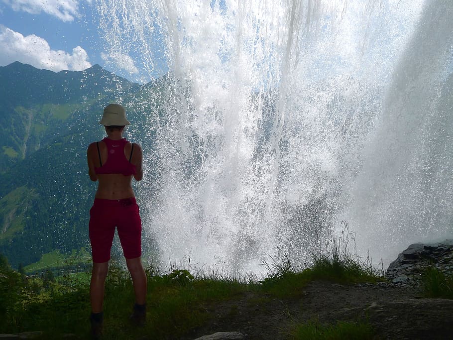 Under The Waterfall, water, waterfall, roaring waterfall, splashing, nature, outdoors, day, standing, beauty in nature