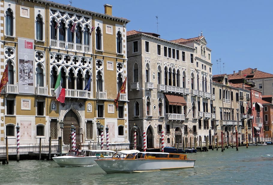 Italia, Venesia, Grand-Canal, Cad, Oro, cad'oro, fasad, saluran, kapal, dermaga