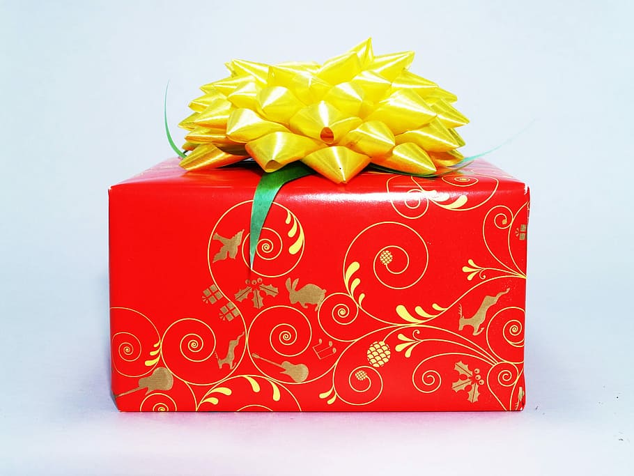 Box, Present, White, Bow, gift, red, birthday, ribbon, xmas, decoration
