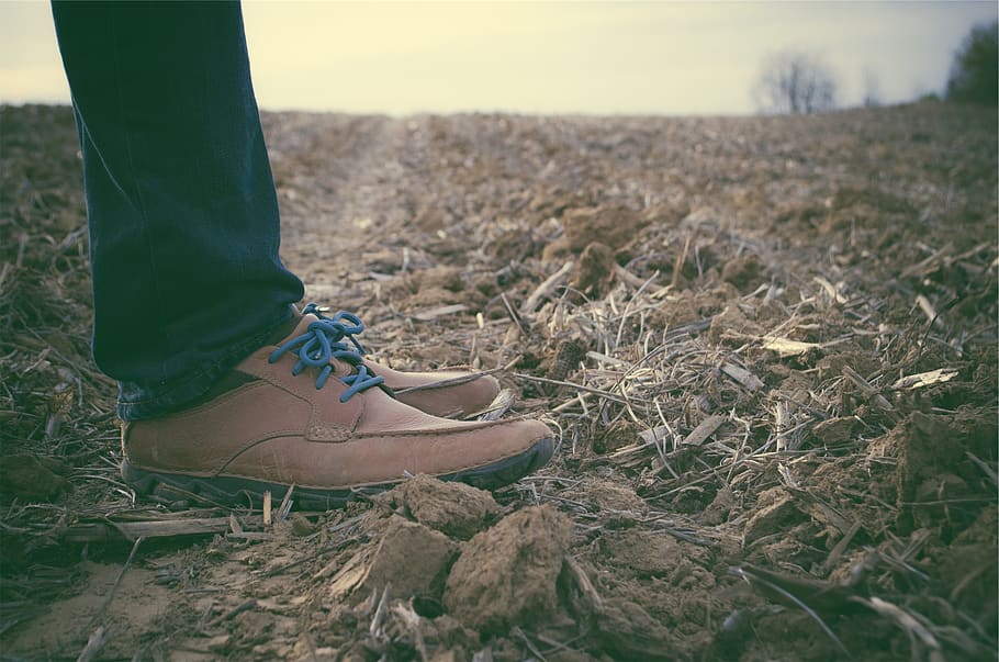 shoes, laces, jeans, denim, fashion, clothes, soil, dirt, wood chips, field